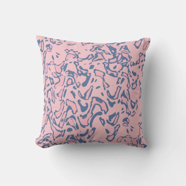 Abstract modern splashes pink navy colours pattern throw pillow (Front)