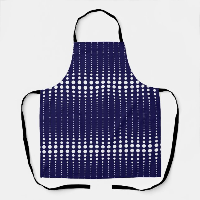 Abstract modern stylish navy white lines dots circ apron (Front)