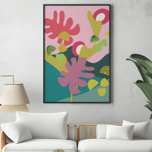 Abstract modern surealism art pink tree poster