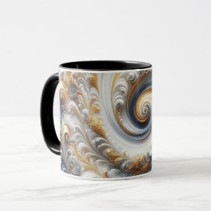 Abstract Modern Swirling Gold, Black and White  Mug