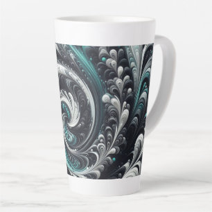 Abstract Modern Swirling Green, Silver and Black Latte Mug
