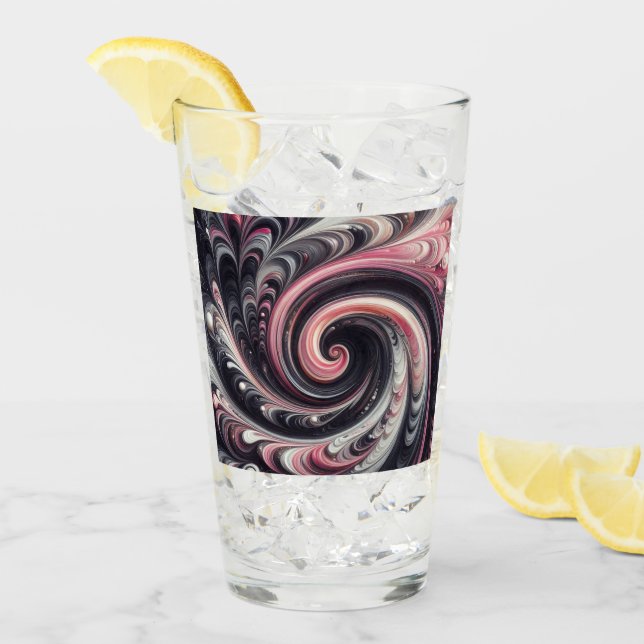 Abstract Modern Swirling Pink, Black and White  Glass (Front Ice)