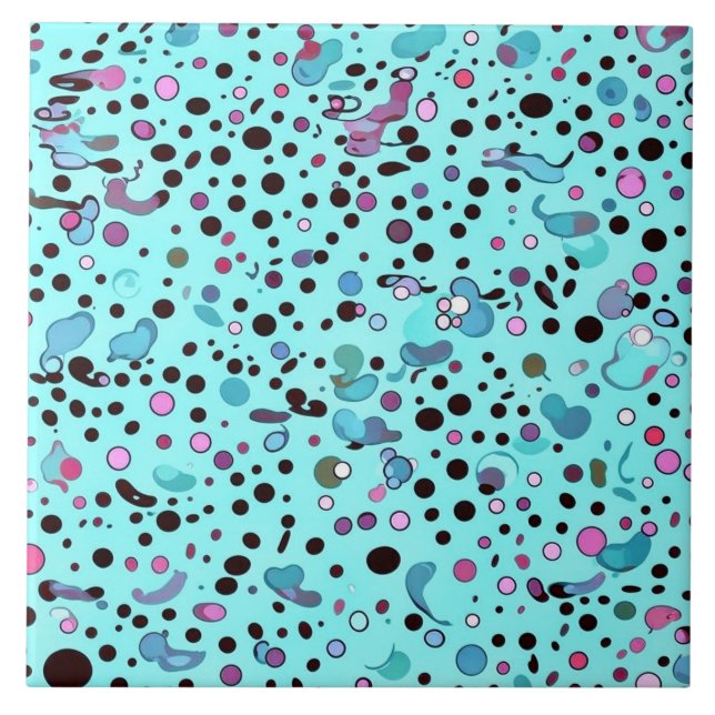 Abstract Modern Teal Blue Pattern  Tile (Front)