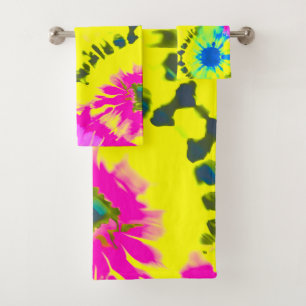 ABSTRACT MODERN TIE-DYE BATH TOWEL SET