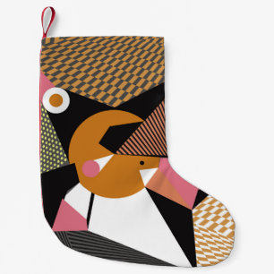 Abstract modern triangles background pattern illus small christmas stocking