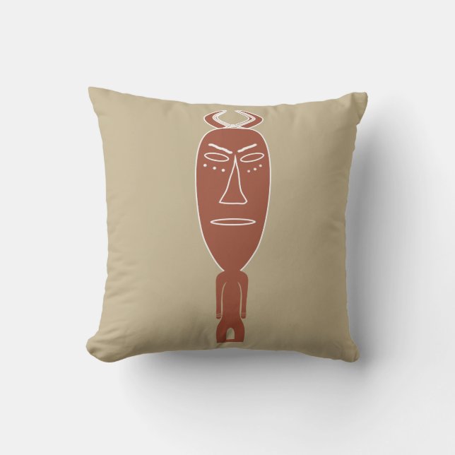Abstract Modern tribal indigenous face art Throw Pillow (Front)
