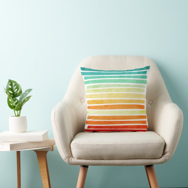 Abstract Modern Tropical Summer Colours Brushstrok Throw Pillow (Chair)