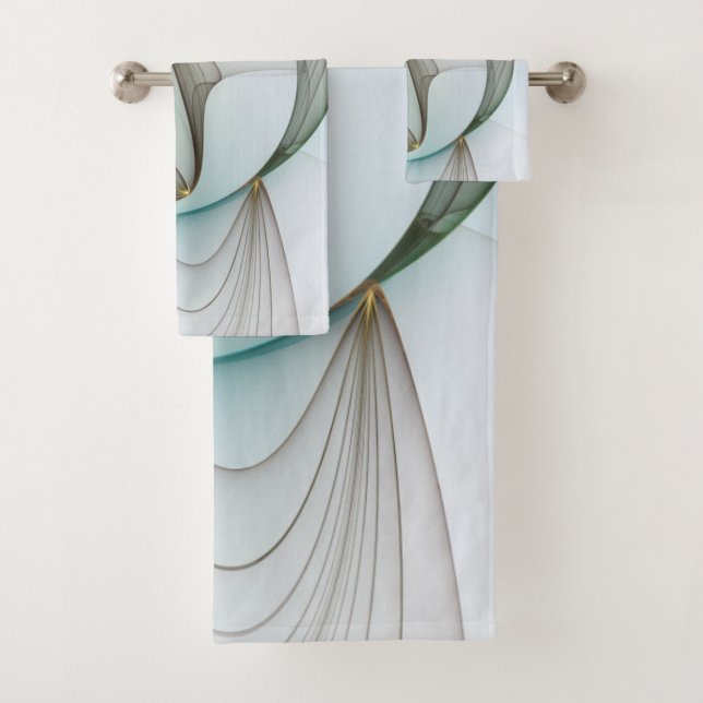 Abstract Modern Turquoise Brown Gold Elegance Bath Towel Set (Insitu)