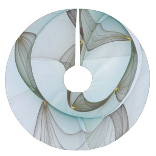 Abstract Modern Turquoise Brown Gold Elegance Brushed Polyester Tree Skirt