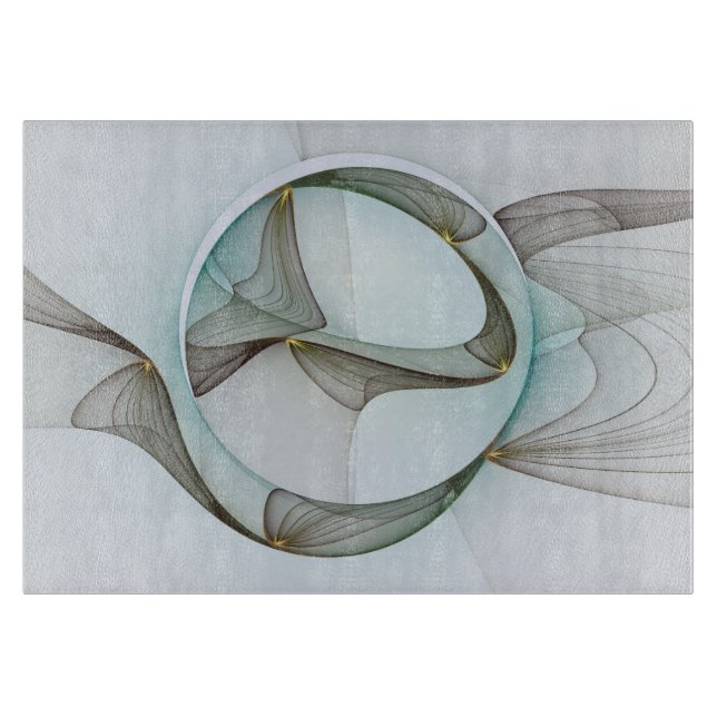 Abstract Modern Turquoise Brown Gold Elegance Cutting Board (Front)