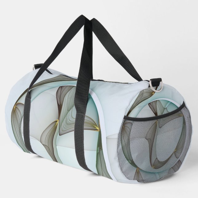 Abstract Modern Turquoise Brown Gold Elegance Duffle Bag (Right Corner)