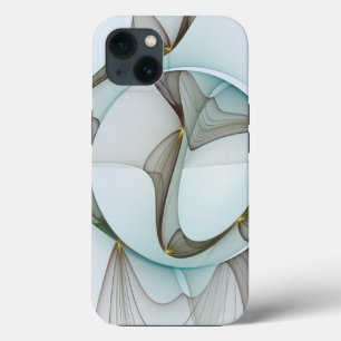 Abstract Modern Turquoise Brown Gold Elegance iPhone 13 Case