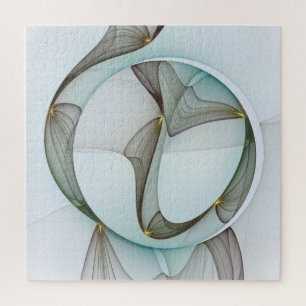 Abstract Modern Turquoise Brown Gold Elegance Jigsaw Puzzle