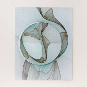 Abstract Modern Turquoise Brown Gold Elegance Jigsaw Puzzle