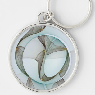 Abstract Modern Turquoise Brown Gold Elegance Keychain