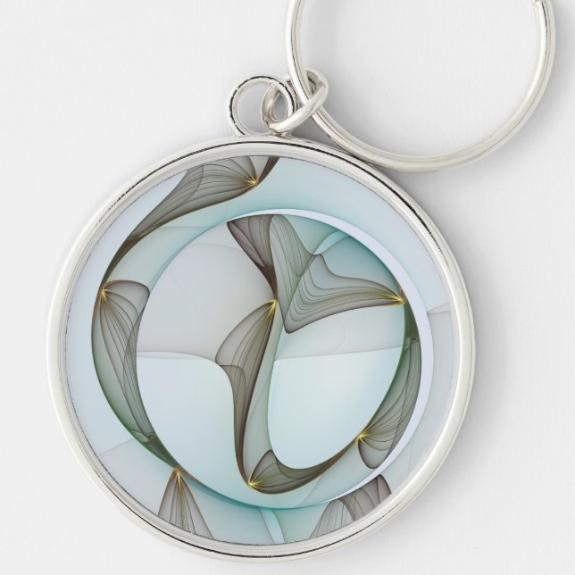 Abstract Modern Turquoise Brown Gold Elegance Keychain (Front)