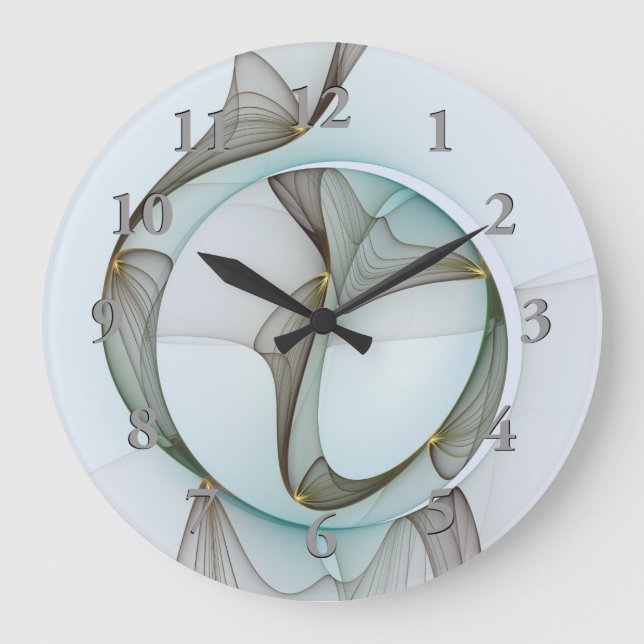 Abstract Modern Turquoise Brown Gold Elegance Large Clock (Front)