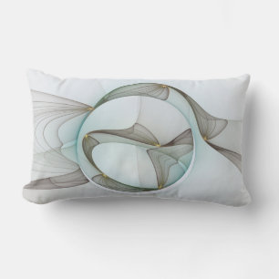 Abstract Modern Turquoise Brown Gold Elegance Lumbar Pillow