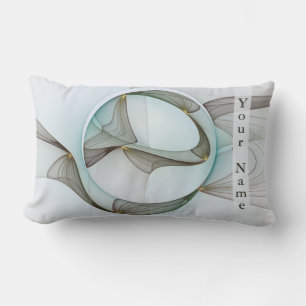 Abstract Modern Turquoise Brown Gold Elegance Name Lumbar Pillow