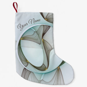 Abstract Modern Turquoise Brown Gold Elegance Name Small Christmas Stocking