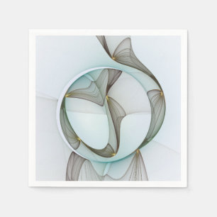 Abstract Modern Turquoise Brown Gold Elegance Napkin