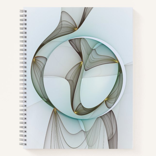 Abstract Modern Turquoise Brown Gold Elegance Notebook (Front)