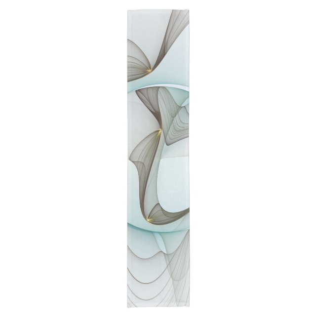 Abstract Modern Turquoise Brown Gold Elegance Short Table Runner (Front)