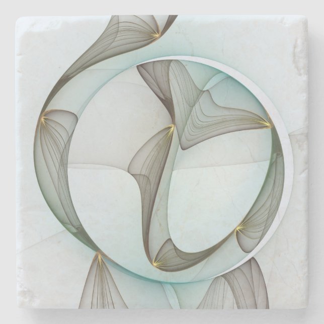 Abstract Modern Turquoise Brown Gold Elegance Stone Coaster (Front)