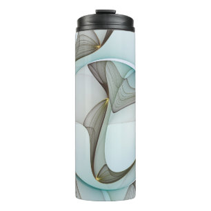 Abstract Modern Turquoise Brown Gold Elegance Thermal Tumbler