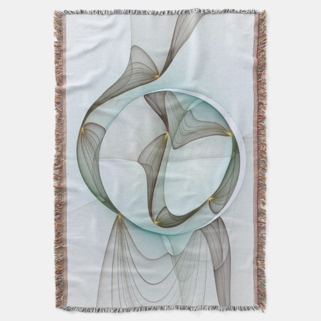 Abstract Modern Turquoise Brown Gold Elegance Throw Blanket (Front Vertical)