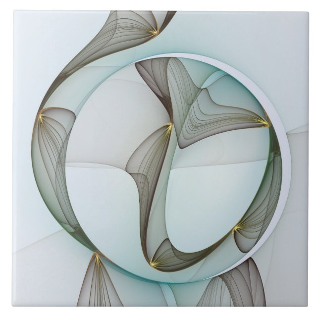 Abstract Modern Turquoise Brown Gold Elegance Tile (Front)