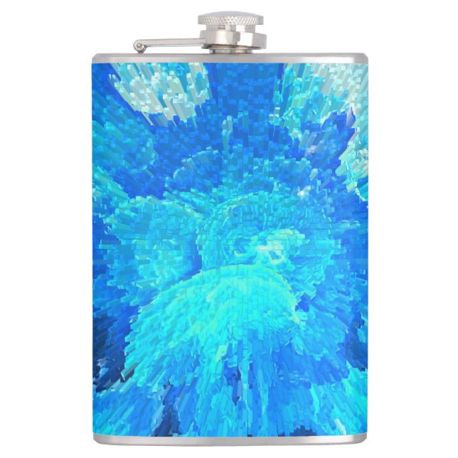 Abstract, modern, turquoise jellyfish pattern   hip flask (Front)