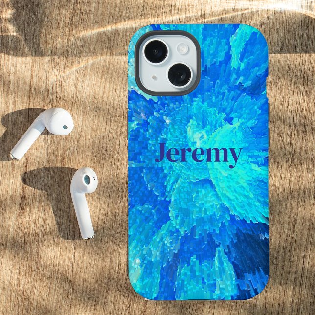 Abstract, modern, turquoise mosaic  iPhone 15 case (Creator Uploaded)