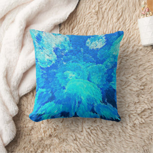 Abstract, modern, turquoise mosaic pattern throw pillow