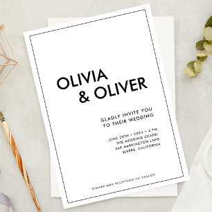 Abstract Modern Typography Black and White Invitation