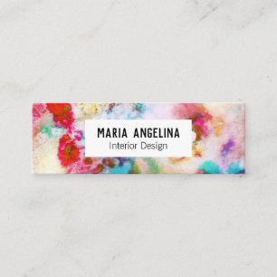 Abstract Modern Watercolor blue pink Mini Business Card