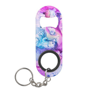 *~* Abstract Modern  Watercolor Pink Violet Purple Keychain Bottle Opener