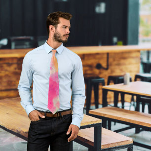 Abstract Modern Watercolor Pink Yellow Purple Tie