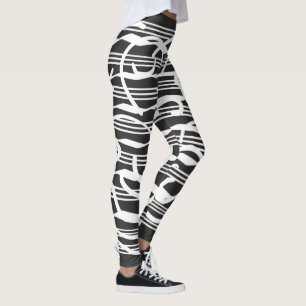 Abstract modern white geometric lines art leggings