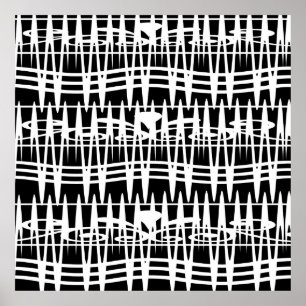 Abstract modern white geometric lines art poster