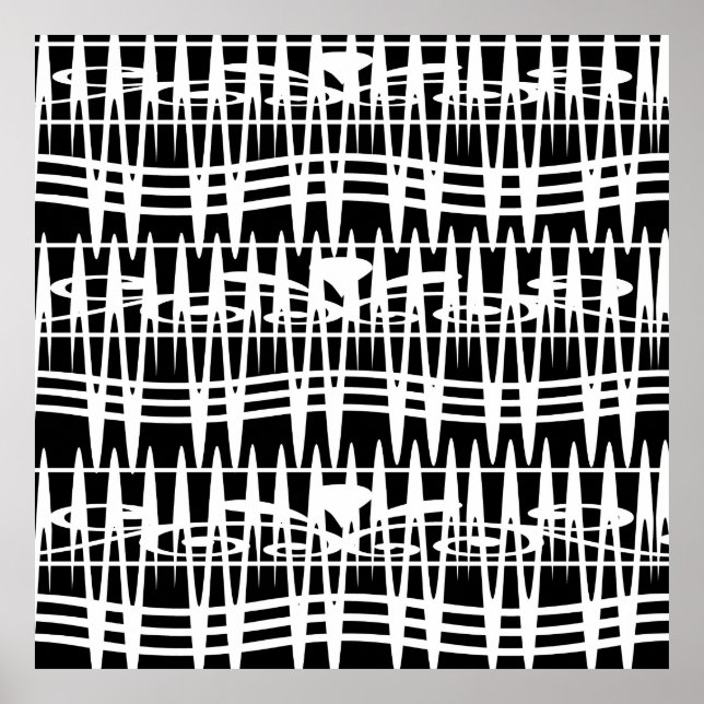 Abstract modern white geometric lines art poster (Front)