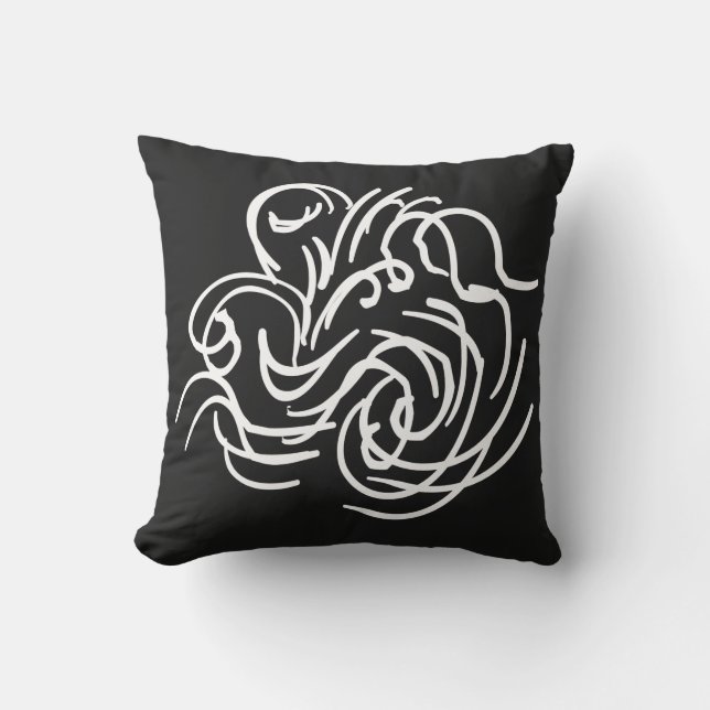 Abstract modern white geometric lines art throw pillow (Front)