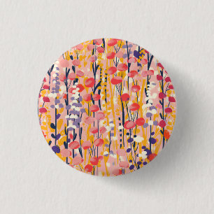 Abstract Modern Wildflower Floral Botanical Garden 1 Inch Round Button