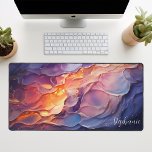 Abstract Molten Waves Personalized Name Desk Mat<br><div class="desc">Sweeping waves of molten hues create an abstract, fluid design on this personalized desk mat. The striking blend of purples, pinks, and oranges adds a pop of colour to any workspace, while the custom name detail allows for a personalized touch. Ideal for adding a dash of style to your office...</div>