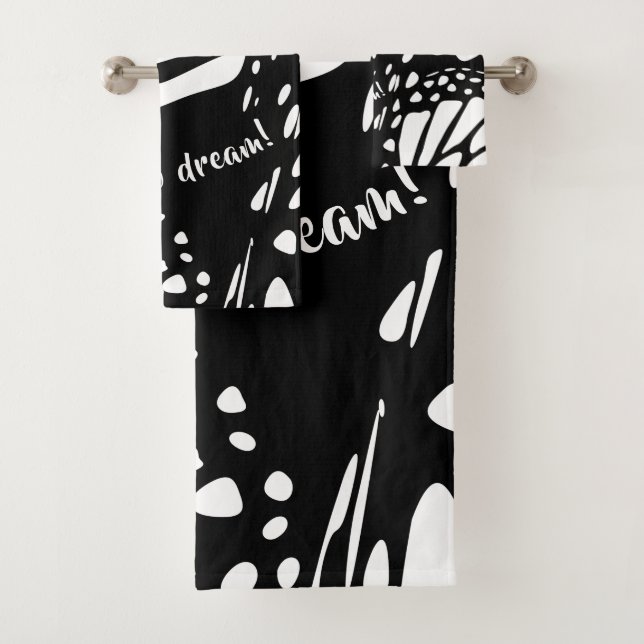 Abstract Monarch Butterfly Wing - Dare to Dream! Bath Towel Set (Insitu)