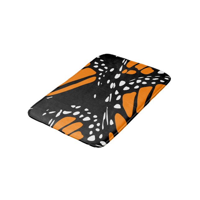 Abstract Monarch Butterfly Wing Design Bath Mat (Angled)