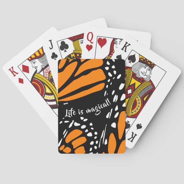 Abstract Monarch Butterfly Wing - Life ismagical! Playing Cards (Back)