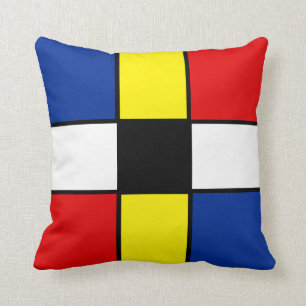 Abstract Mondrian Style Squares Throw Pillow