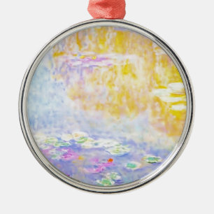 abstract, monet water lilies 7 metal ornament
