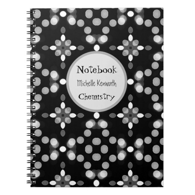 Abstract Monochrome Bokeh Dots Pattern Notebook (Front)